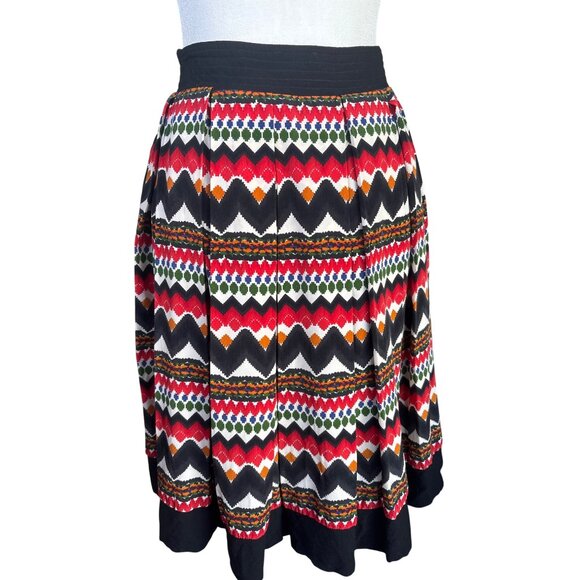 Fei Anthropologie Skirt‎ Size 6 Aztec Color Block Geo Print Full Pleated Lined - Picture 5 of 9